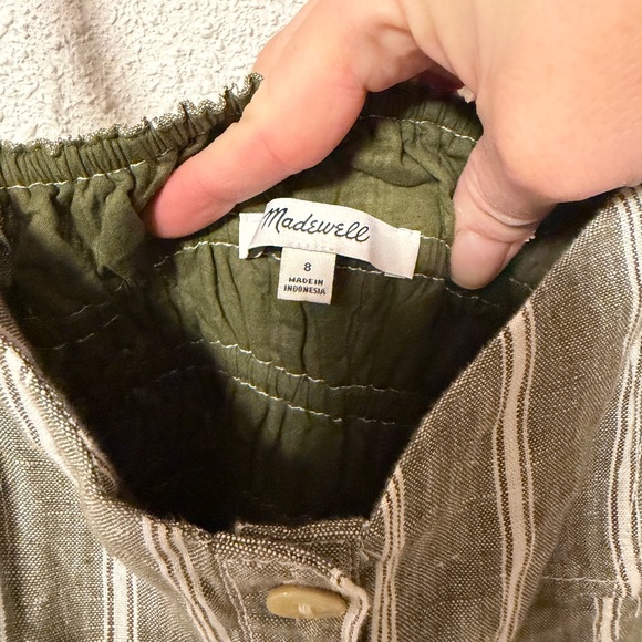 Madewell Green and White Striped Wide leg Jumpsuit Linen - Picture 2 of 8